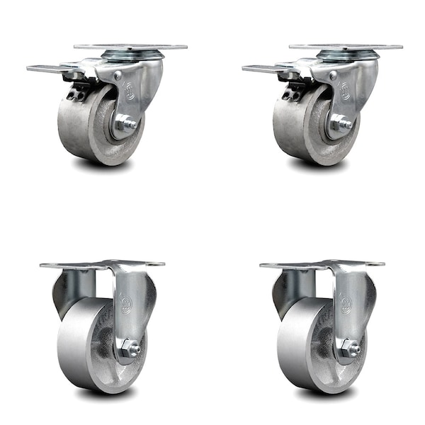 3 Inch Semi Steel Swivel Top Plate Caster Lock Brakes 2 Rigid SCC, 2PK